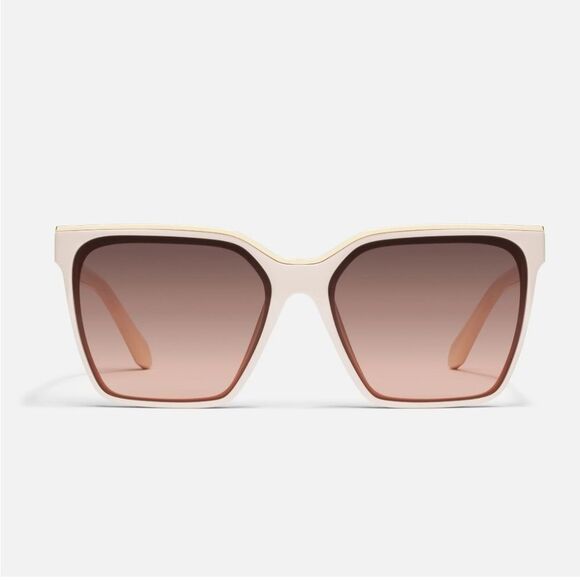 Quay Australia Level Up Large Square Sunglasses- Champagne Frame/Brown Fawn Lens - Picture 2 of 8